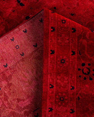 Contemporary Hand-Knotted Overdyed Red Area Rug 9' 1" x 11' 10"