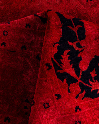Contemporary Hand-Knotted Overdyed Red Area Rug 9' 1" x 11' 10"