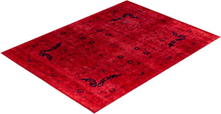Contemporary Hand-Knotted Overdyed Red Area Rug 9' 1" x 11' 10"