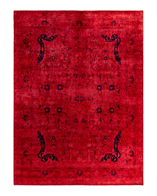 Contemporary Overyed Wool Hand Knotted Red Area Rug 9' 1" x 11' 10"