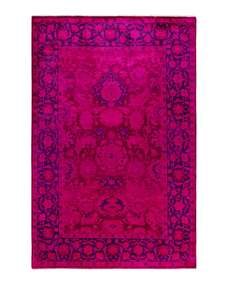 Contemporary Overyed Wool Hand Knotted Pink Area Rug 4' 8" x 7' 1"
