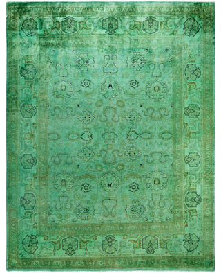 Contemporary Overdyed Wool Hand Knotted Green Area Rug 8' 1" x 10' 3"