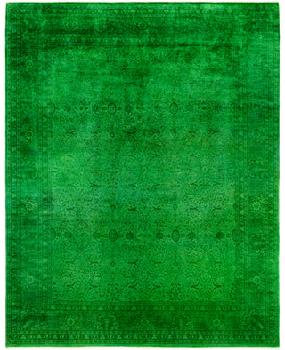 Contemporary Overdyed Wool Hand Knotted Green Area Rug 8' 2" x 10' 3"
