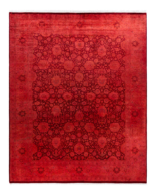 Contemporary Overyed Wool Hand Knotted Pink Area Rug 8' 1" x 10' 1"