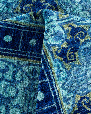 Contemporary Hand-Knotted Overdyed Blue Area Rug 9' 2" x 11' 5"