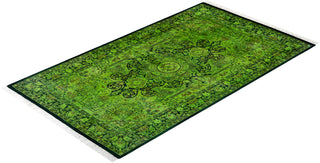 Contemporary Hand Knotted Overdyed Green Area Rug 3' 2" x 5' 4"