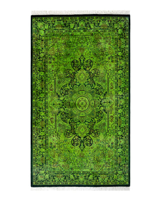 Contemporary Fine Vibrance Green Wool Area Rug 3' 2" x 5' 4"