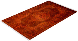 Contemporary Hand Knotted Overdyed Orange Area Rug 2' 8" x 4' 4"