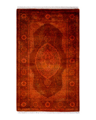 Contemporary Fine Vibrance Orange Wool Area Rug 2' 8" x 4' 4"