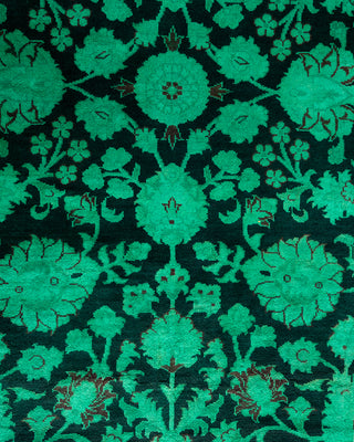 Contemporary Hand Knotted Overdyed Green Area Rug 9' 0" x 12' 1"