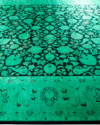 Contemporary Hand Knotted Overdyed Green Area Rug 9' 0" x 12' 1"