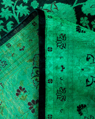 Contemporary Hand Knotted Overdyed Green Area Rug 9' 0" x 12' 1"