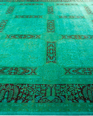 Contemporary Hand Knotted Overdyed Green Area Rug 9' 3" x 12' 5"