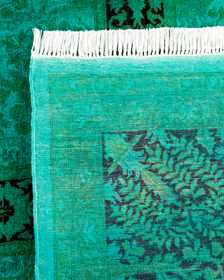Contemporary Hand Knotted Overdyed Green Area Rug 9' 3" x 12' 5"