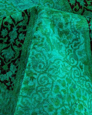 Contemporary Hand Knotted Overdyed Green Area Rug 9' 3" x 12' 5"