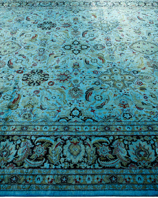 Contemporary Hand Knotted Overdyed Blue Area Rug 9' 2" x 12' 3"