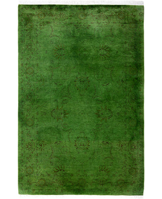 Contemporary Overdyed Wool Hand Knotted Green Area Rug 4' 3" x 6' 4"