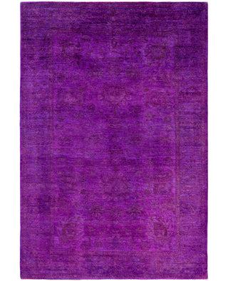 Contemporary Overdyed Wool Hand Knotted Purple Area Rug 6' 2" x 8' 10"