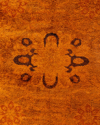 Contemporary Hand-Knotted Overdyed Orange Area Rug 9' 2" x 12' 2"