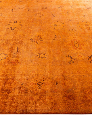 Contemporary Hand-Knotted Overdyed Orange Area Rug 9' 2" x 12' 2"