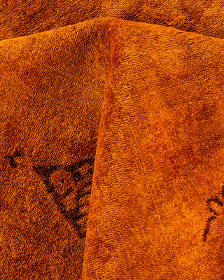 Contemporary Hand-Knotted Overdyed Orange Area Rug 9' 2" x 12' 2"