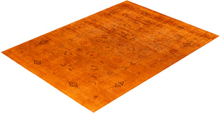 Contemporary Hand-Knotted Overdyed Orange Area Rug 9' 2" x 12' 2"