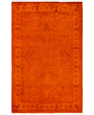 Contemporary Overdyed Wool Hand Knotted Orange Area Rug 4' 8" x 7' 3"