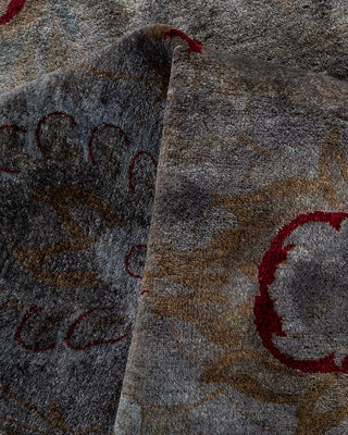 Contemporary Hand-Knotted Overdyed Gray Area Rug 9' 1" x 11' 9"