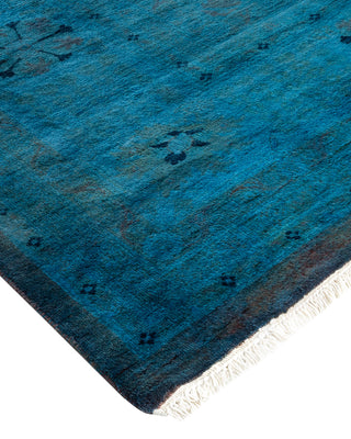 Modern Overdyed Hand Knotted Wool Blue Area Rug 10' 1" x 13' 10"