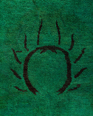 Contemporary Hand-Knotted Overdyed Green Area Rug 9' 4" x 12' 0"