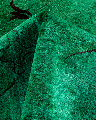 Contemporary Hand-Knotted Overdyed Green Area Rug 9' 4" x 12' 0"