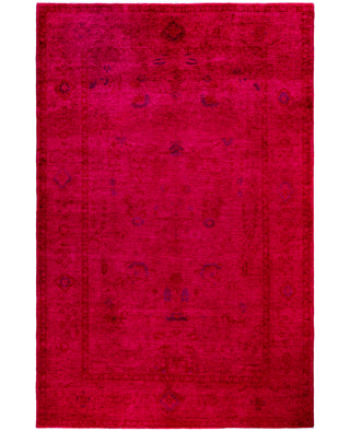 Contemporary Overdyed Wool Hand Knotted Pink Area Rug 6' 1" x 9' 3"