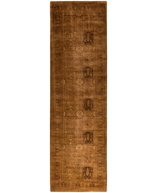 Contemporary Overdyed Wool Hand Knotted Brown Runner 3' 0" x 10' 5"