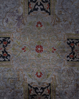Contemporary Hand Knotted Overdyed Gray Area Rug 9' 2" x 12' 1"