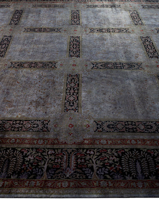 Contemporary Hand Knotted Overdyed Gray Area Rug 9' 2" x 12' 1"