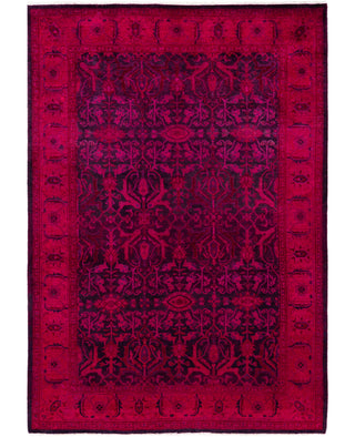 Contemporary Overdyed Wool Hand Knotted Purple Area Rug 4' 2" x 6' 0"