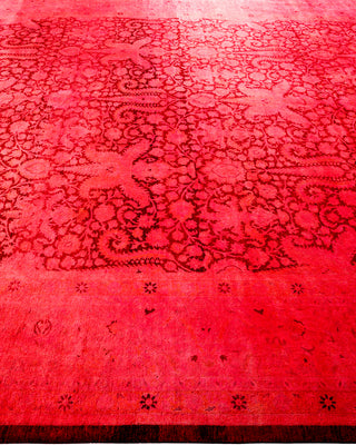 Contemporary Hand Knotted Overdyed Pink Area Rug 9' 3" x 12' 2"