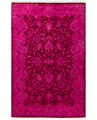 Contemporary Overdyed Wool Hand Knotted Purple Area Rug 4' 0" x 6' 2"