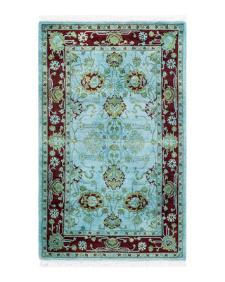 Contemporary Fine Vibrance Blue Wool Area Rug 2' 7" x 4' 2"