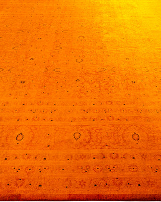 Contemporary Hand Knotted Overdyed Orange Area Rug 9' 3" x 11' 6"