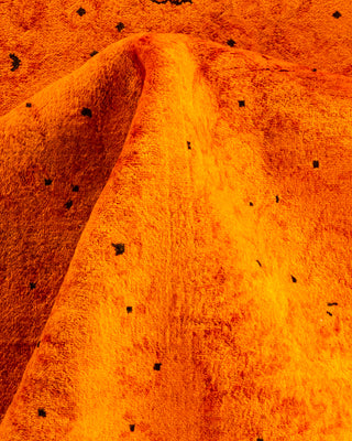 Contemporary Hand Knotted Overdyed Orange Area Rug 9' 3" x 11' 6"