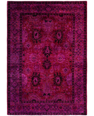 Contemporary Overdyed Wool Hand Knotted Purple Area Rug 4' 3" x 5' 7"
