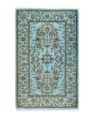 Contemporary Fine Vibrance Blue Wool Area Rug 2' 9" x 4' 3"