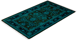 Modern Overdyed Hand Knotted Wool Black Area Rug 2' 8" x 4' 4"