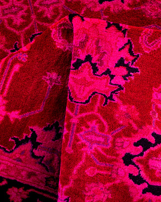 Contemporary Hand Knotted Overdyed Pink Area Rug 2' 8" x 4' 3"