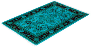 Contemporary Hand Knotted Overdyed Blue Area Rug 2' 9" x 4' 1"