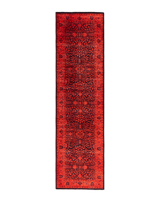 Contemporary Overyed Wool Hand Knotted Orange Runner 3' 0" x 11' 1"