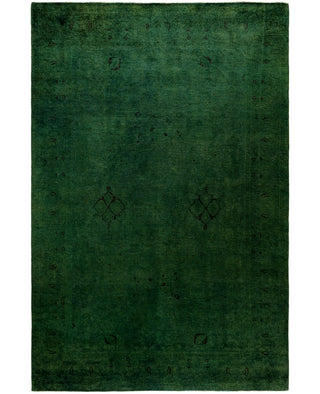 Contemporary Overdyed Wool Hand Knotted Green Area Rug 6' 2" x 9' 4"