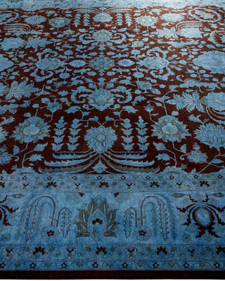 Contemporary Hand-Knotted Overdyed Blue Area Rug 9' 2" x 12' 4"
