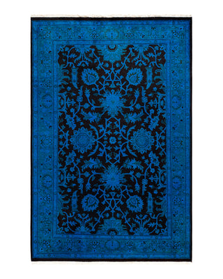 Contemporary Fine Vibrance Blue Wool Area Rug 4' 2" x 6' 4"